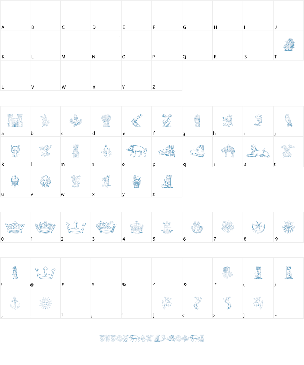 Heraldic Crests Font Character